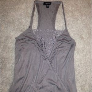 Y2K bebe Gray Drape Front Tank Top